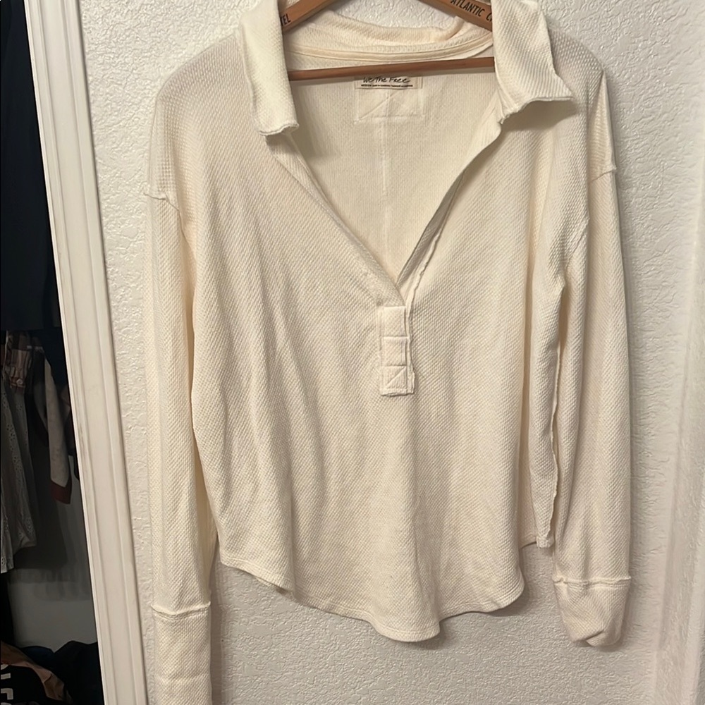 Free People x We the Free cream collared shirt